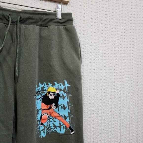 Hot Topic Naruto Shippuden Men's Graphic Jogger Pants in Green Size 32/34 - Picture 6 of 10